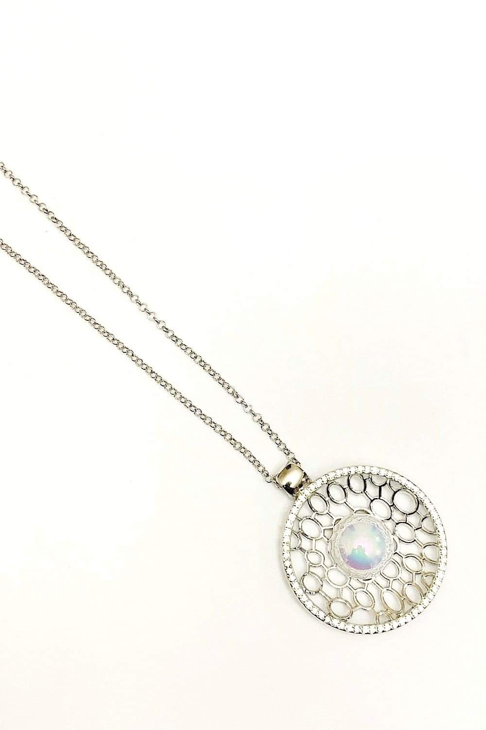 Wall Street Web - White Necklace