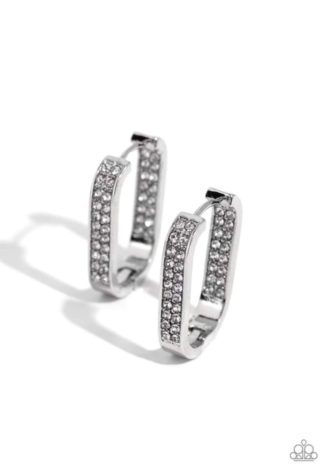 Sinuous Silhouettes - White Hoop Hinge Earrings