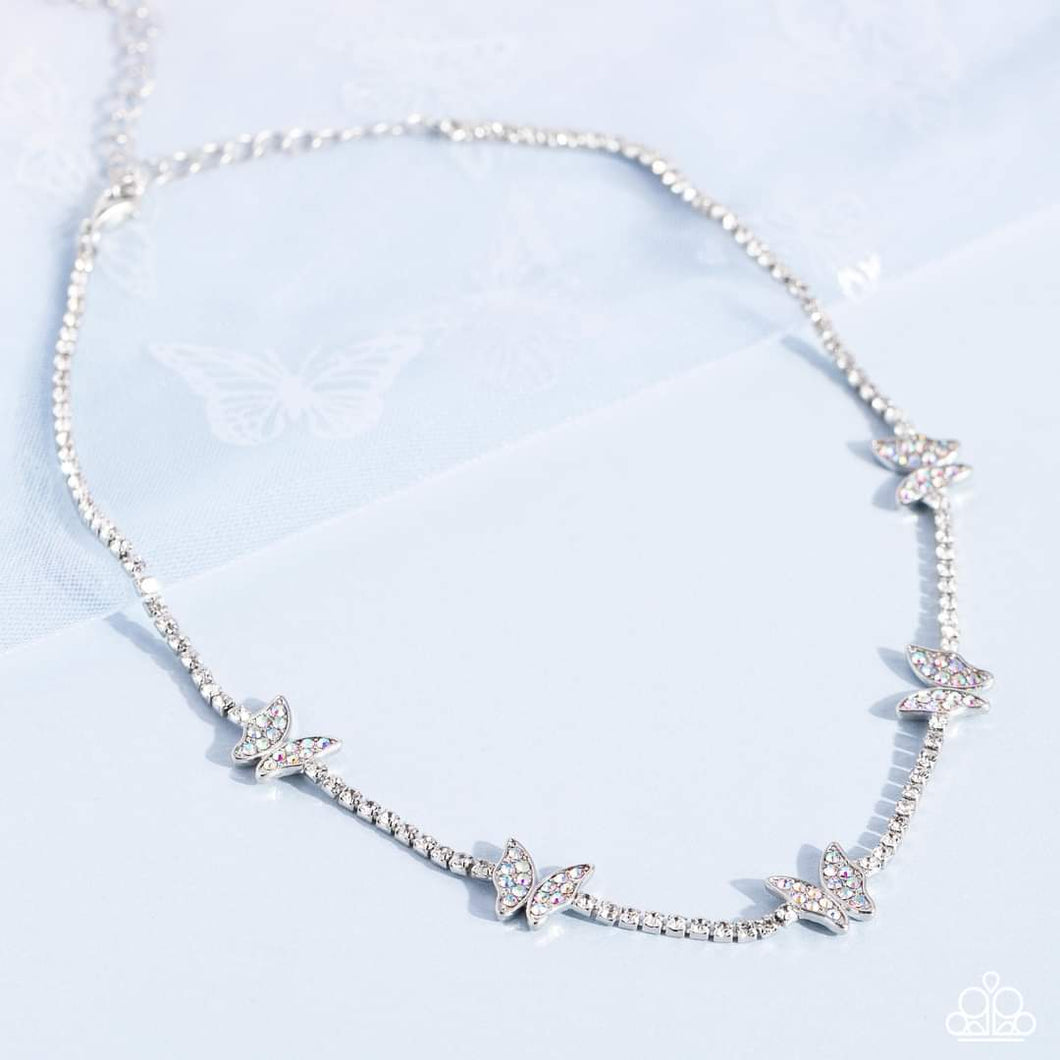 Fluttering Fanatic - White Necklace